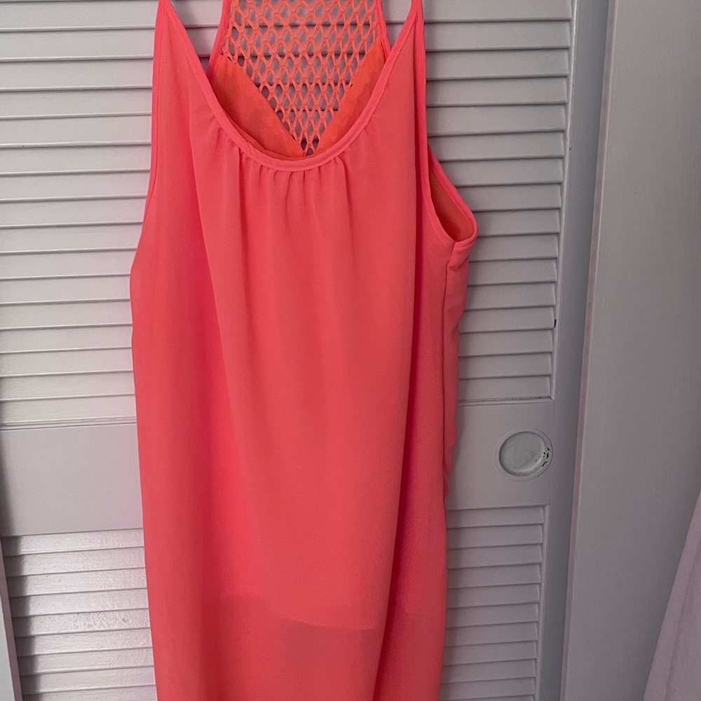 Women's coral sheer beachwear cover up.⬆️